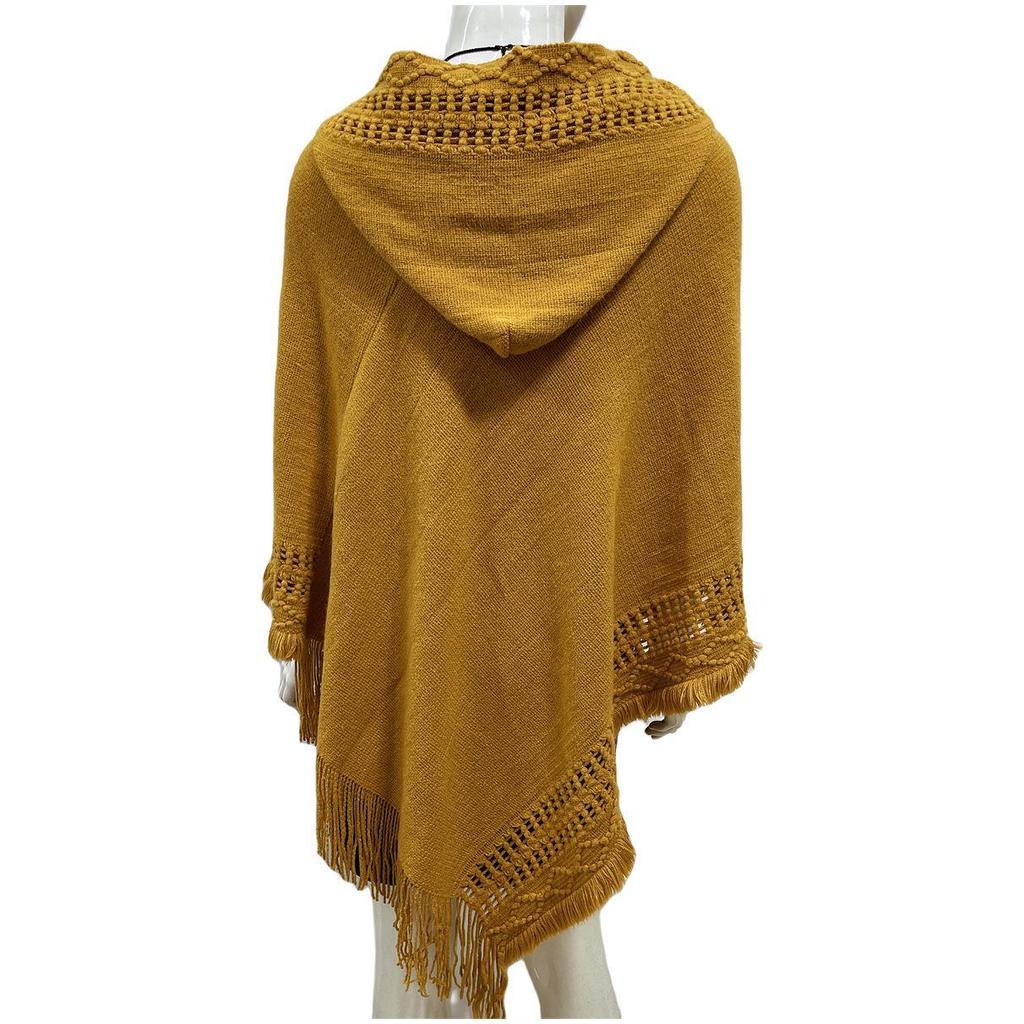 Dámská střapcová šála s kapucí 2023 – velká velikost, jednobarevná, volný střih