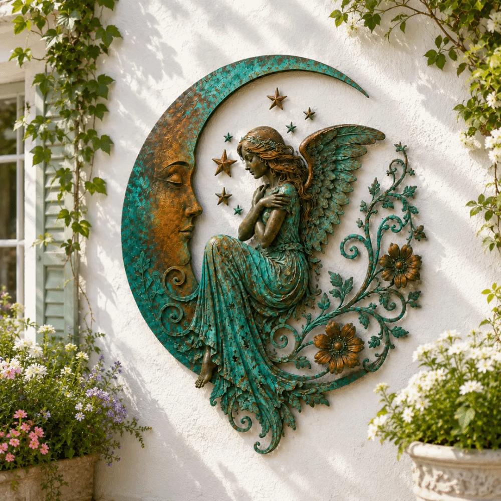 Garden Decor Dragonfly Bee Wall Art 3D Round Celestial Wall Sign Outdoor Accent  Patio Decor