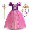 Rapunzel Princess Dress Costume For Kid Girl Halloween Cosplay Puff Sleeve Birthday Party Dresses Gowns Children Clothes
