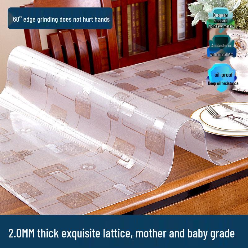 Transparent Soft PVC Table Mat - Oil, Water, and Scald-Proof for Dining and Coffee Tables