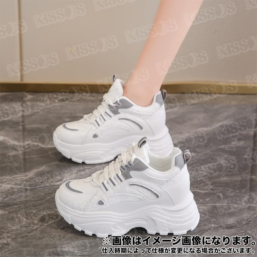 KISSOS Platform Sneakers with Perfect for and Outdoor Activities Size Women's Heels, Sports, Walking, Running, (Gray, 24.0cm (38))