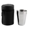 Polished 70ML Mini Stainless Steel Shot Glass Cup Drinking Wine Glasses With Leather Cover Bag Whisky Wine Portable Set