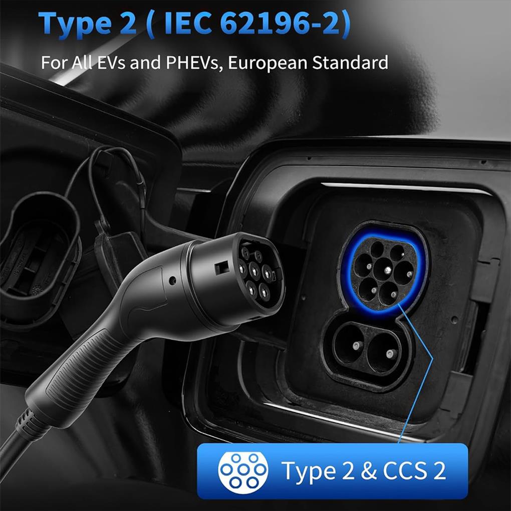 32A 7KW 5M Single-Phase 3PIN Type 2 Charging Cable CEE With LCD Display EV Charger Portable