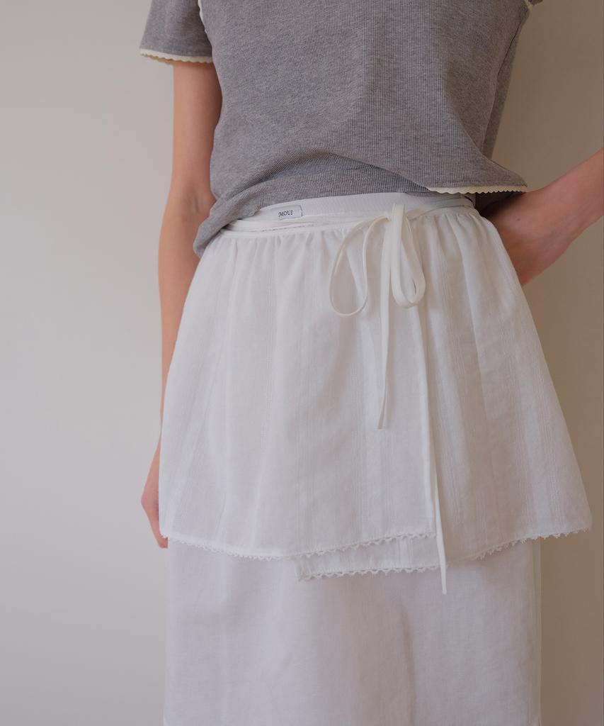 Moui Layered Wrap Skirt Set (O/White)