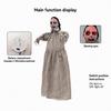 Electric Skeleton Girl Decoration for Halloween Party Entryways, Hanging Motor Animated Figure With Long Dress, Dark Hair, and Skeletal Hand