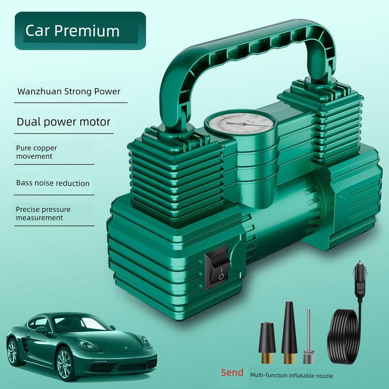 Vehicle Air Pump 12V Double Cylinder High Pressure High Power Air Pump Type Car Electric Vehicle Tire Tire Pump Malachite Green-Car Edition