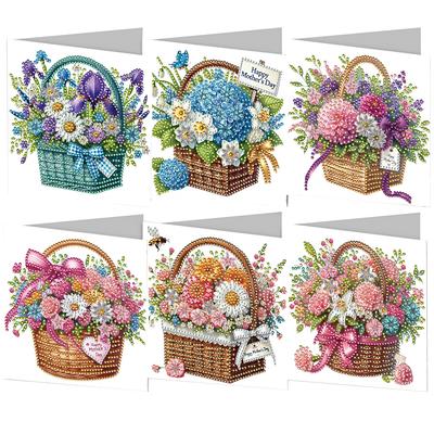6pcs Diamond Art Christmas Cards DIY 5D Rhinestone Embroidery Arts Cards Kits Handmade Diamond Painting Greeting Thank You Card