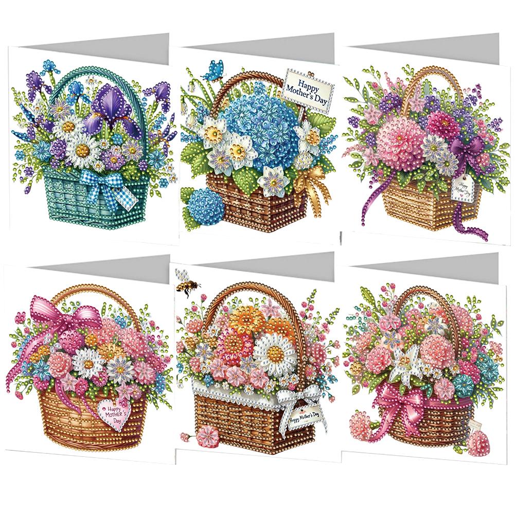 6pcs Diamond Painting Christmas Cards Handmade 5D Rhinestone Embroidery Arts Cards Kits Diamond Painting Greeting Thank You Card