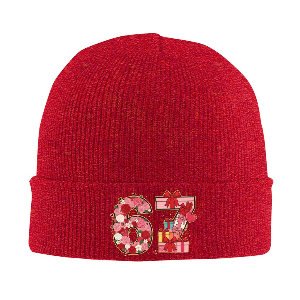 67 Six Seven Meme Mom 67 Meme Beanie Hats  Bonnet Hats Adult Street Y2K Outdoor Sport Skullies Beanies Winter Design Warm Caps