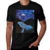 Space Whale With Astronaut Tshirt Retro Style Print Casual Top