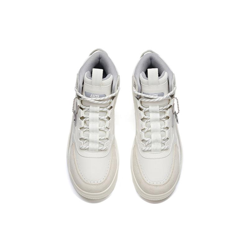 Anta Anti-Slip Wear-Resistant High-Top Skateboard Shoes Women's White Gray Sneakers 122148013R-1