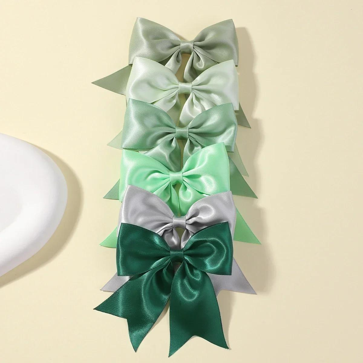 

6Pcs/Set Cute Hair Clips Solid Ribbon Bowknot for Baby Girls Handmade Bows Hairpin Barrettes Headwear Baby Hair Accessories