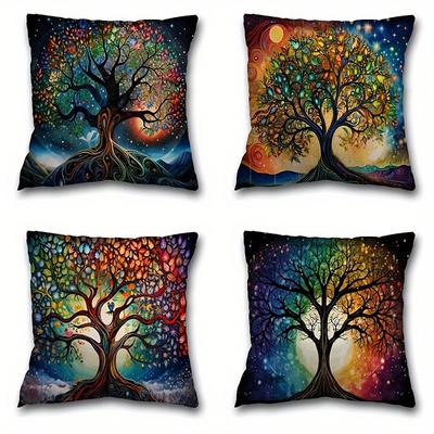 Colorful Tree Pattern Pillow CoverSuitable for Sofa Car Bedroom Decorative Cushion Cover Pillow Cover