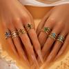 Classic Stainless Steel Ring Gold Stone Ring Fashion Hollowed Out Ring  for Men Women