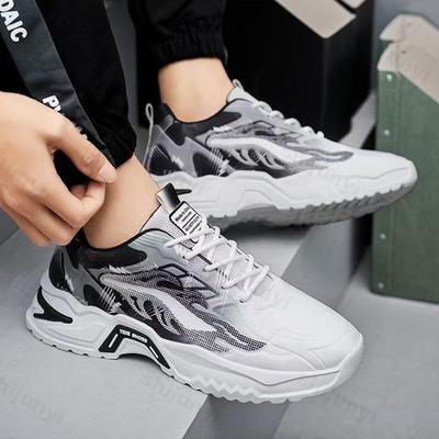 Fashion Men Breathable Sneakers 2025 Autumn New Height Increase Fashion Platform Casual Shoes Cross Tied Non-slip Outdoor Running Shoes