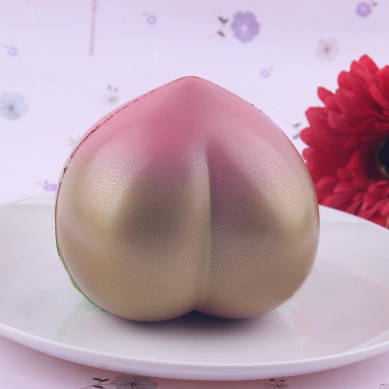 Ny kolossal 10 cm squishy rosa/hvit fersken Slow Rising Cream duftende