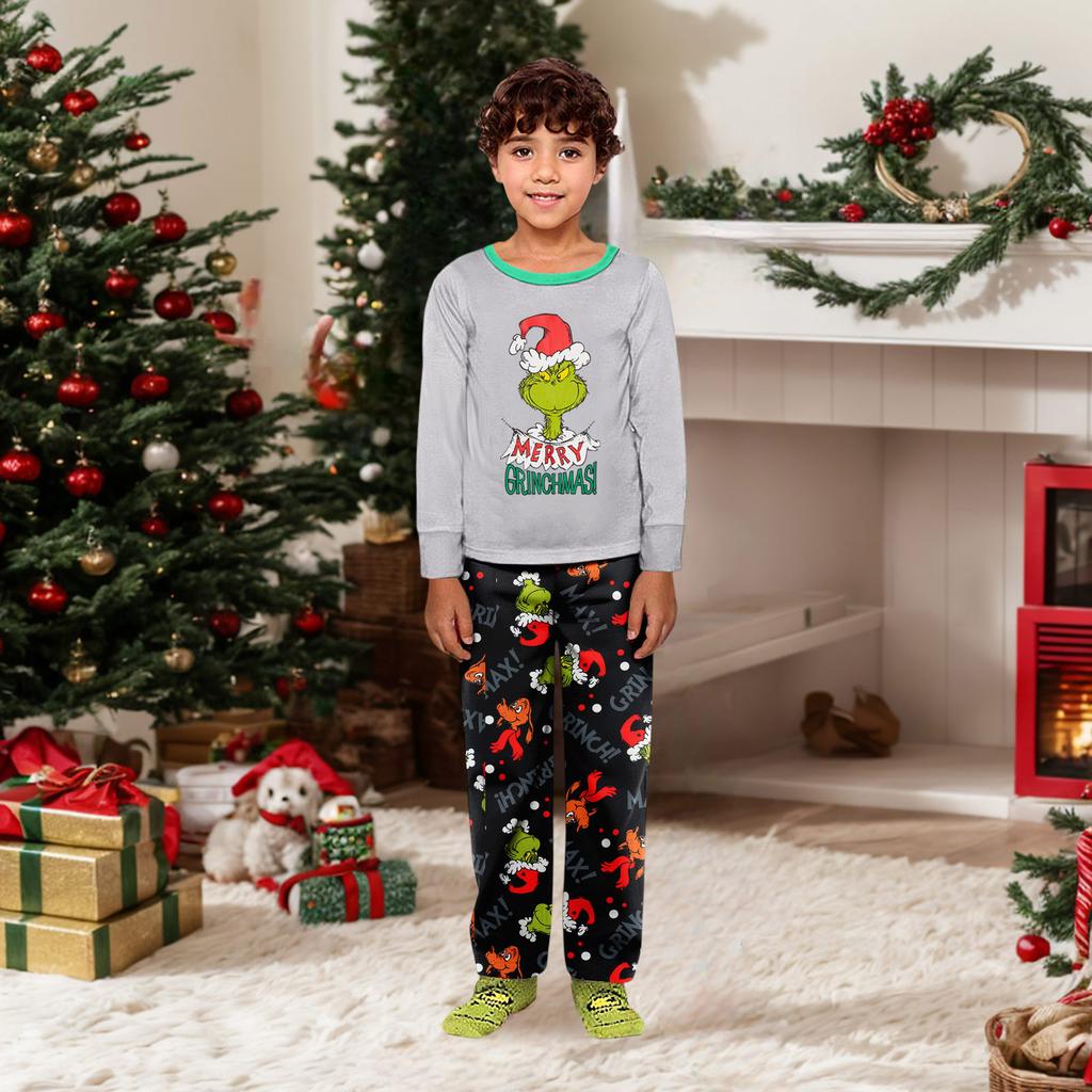 Parent-child Christmas Print Home Suit Long-sleeved Top And Pants