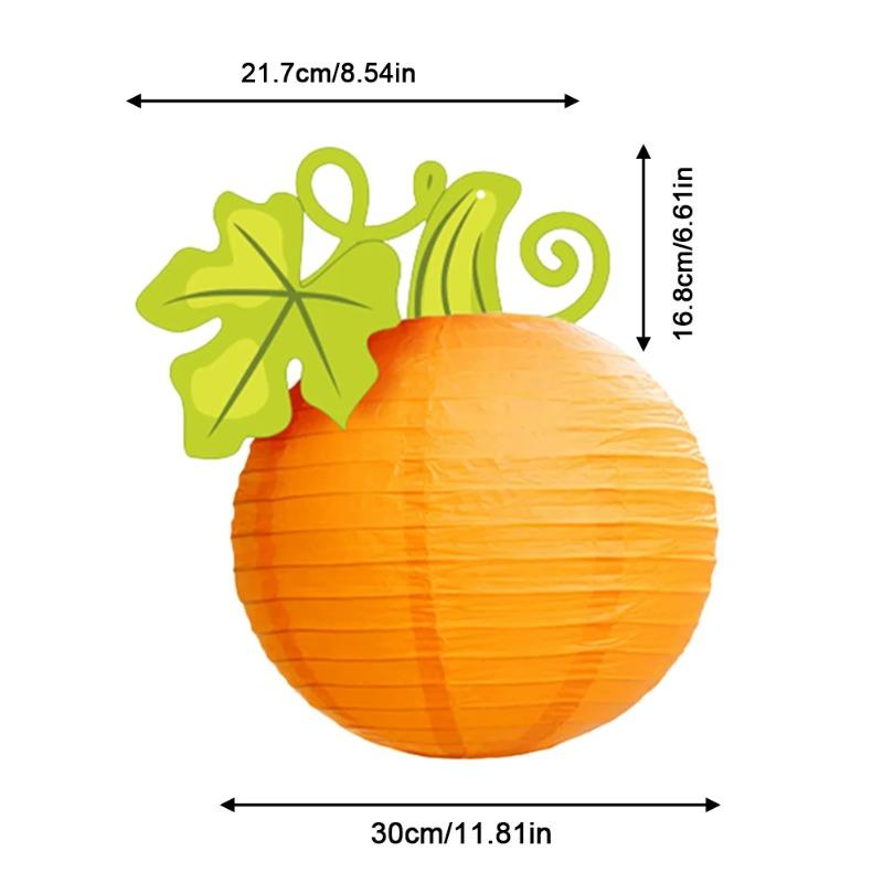 Halloween Round Paper Pumpkin Hanging Lantern Decoration for Thanksgiving Fall Festival Indoor Outdoor Party Patio Home Holiday Scene Decor Supplies