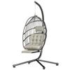 Hanging Chair with Stand, Folding, Retractable Footrest, Light Grey