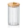 Glass Food Storage Jars Kitchen Containers with Airtight Bamboo Wooden Lids for Pasta, Cookies, Nuts, Coffee Beans, Cereal