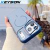 KEYSION Matte Skin Feel Lens Stand Phone Case for Magsafe for iPhone 17 Pro Max Magnetic Wireless Charging Shockproof Back Cover