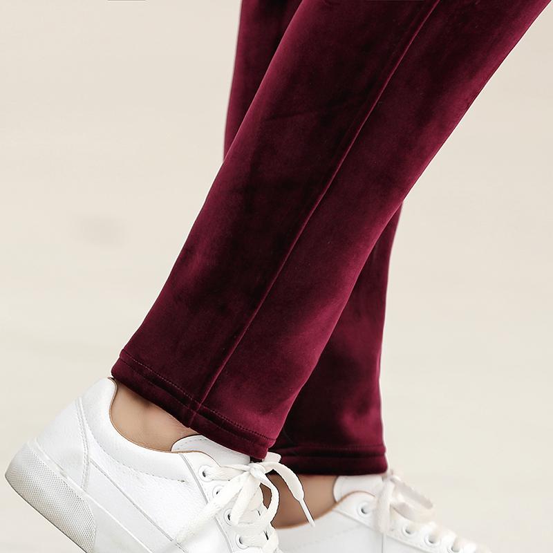 Winter Thicken Velvet Pencil Pants Women's High Waist Plush Fleece Lined Ankle-length Pantalons Slim Leggings