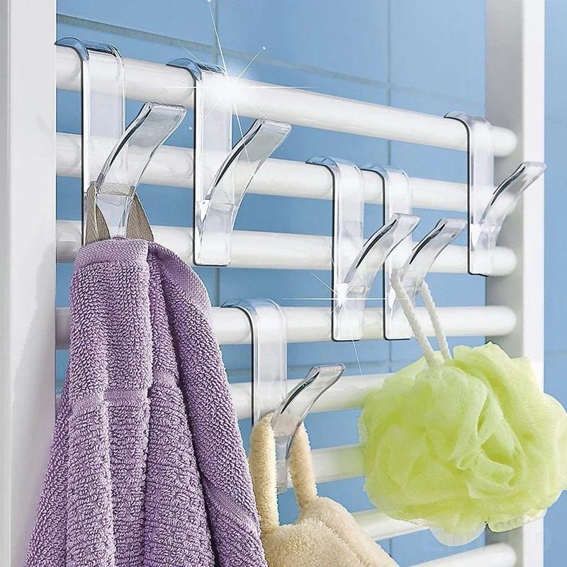 1PCS High Quality Bathroom Towel Hook Radiator Heating Rack Iron Hanger Bathroom White/Transparent
