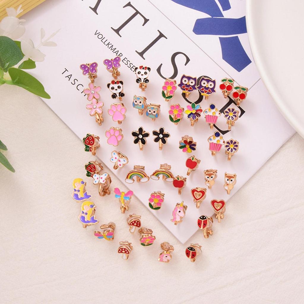 20 Pairs Of Girls Clip On Earrings Kids Cute Flower Earring