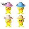 Decorative Mini Figurines for Home 4Pcs 3D Printed Angry Duck Figurines, Grumpy with Straw Hat, Unique Desk Decor Coworkers Cute Cross-Arms