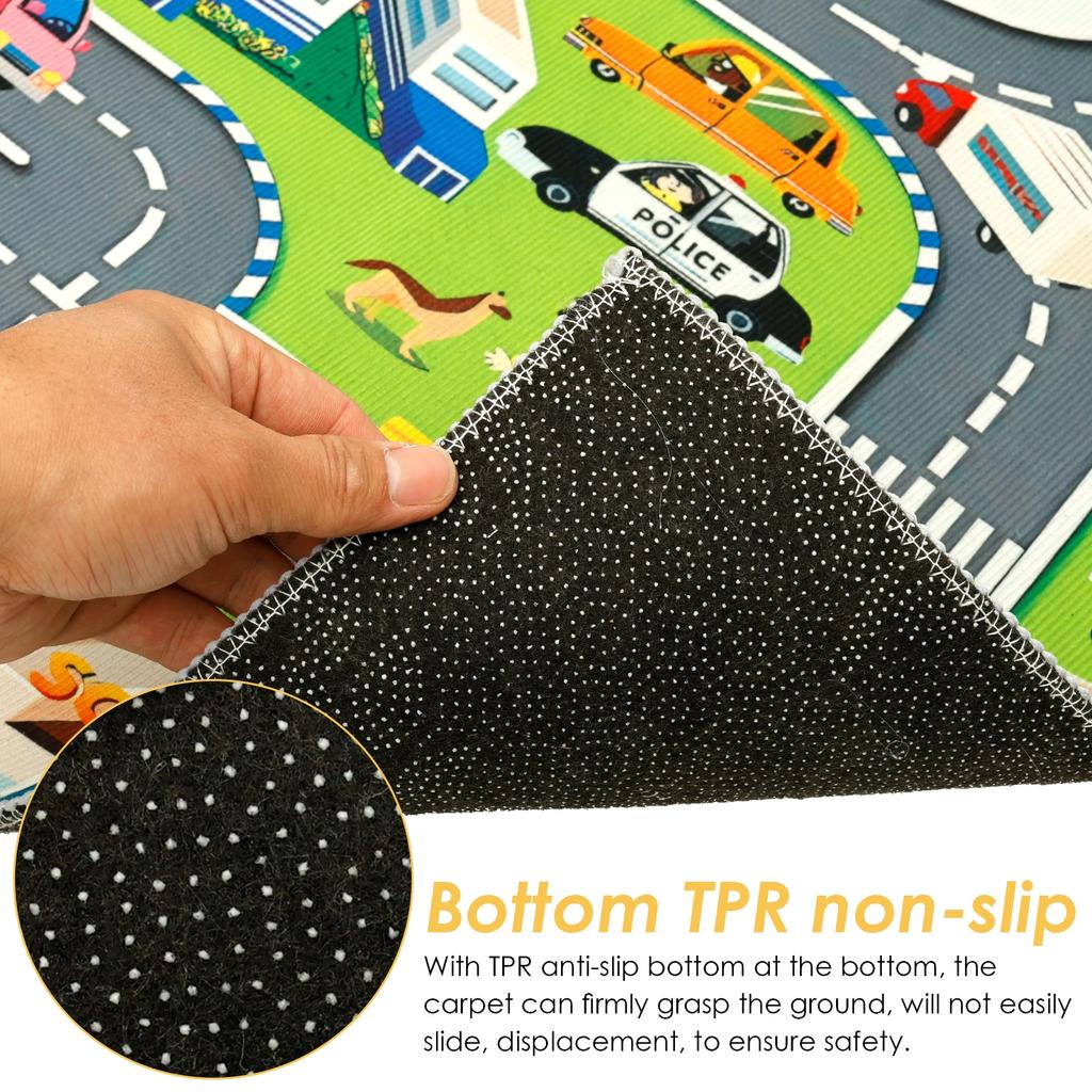 Kids Carpet Playmat Rug Polyester Children Playmat Indoor Anti-skid City Road Game Carpet Comfortable Educational Learning Toy