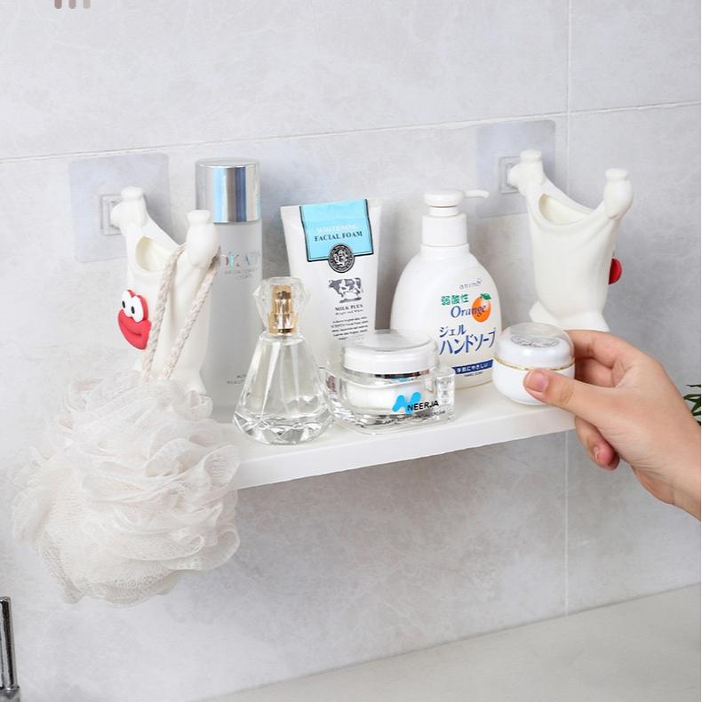 

1шт неперфорированная настенная полка для хранения, подходит для организации различных предметов в ванных комнатах, кухнях, гостиных белый