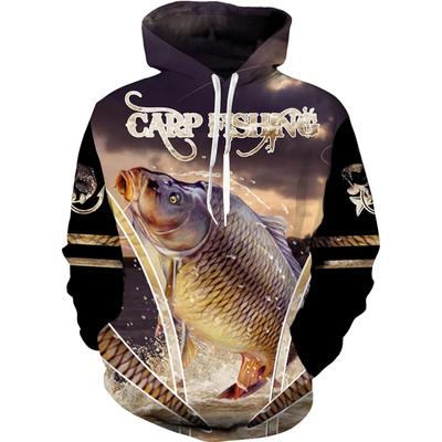 New 3D Printing Carp Fishing Men's Hoodie Fashion Outdoor Camping Pullover Clothing Wild Fishing Enthusiast Hooded Sweatshirt
