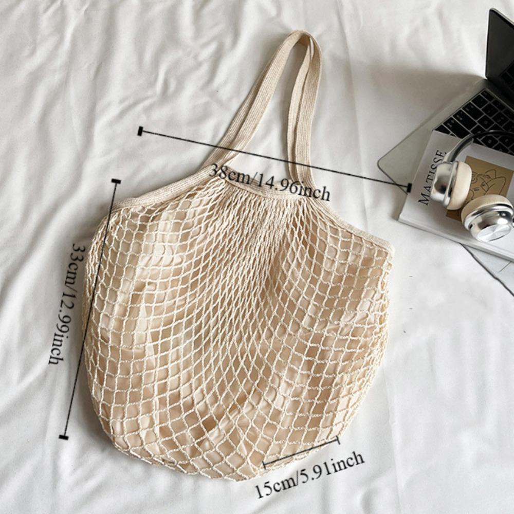 Portable Hollow Woven Shoulder Bag Korean Style Woven Grocery Bag Vacation Beach Bag  Swimming