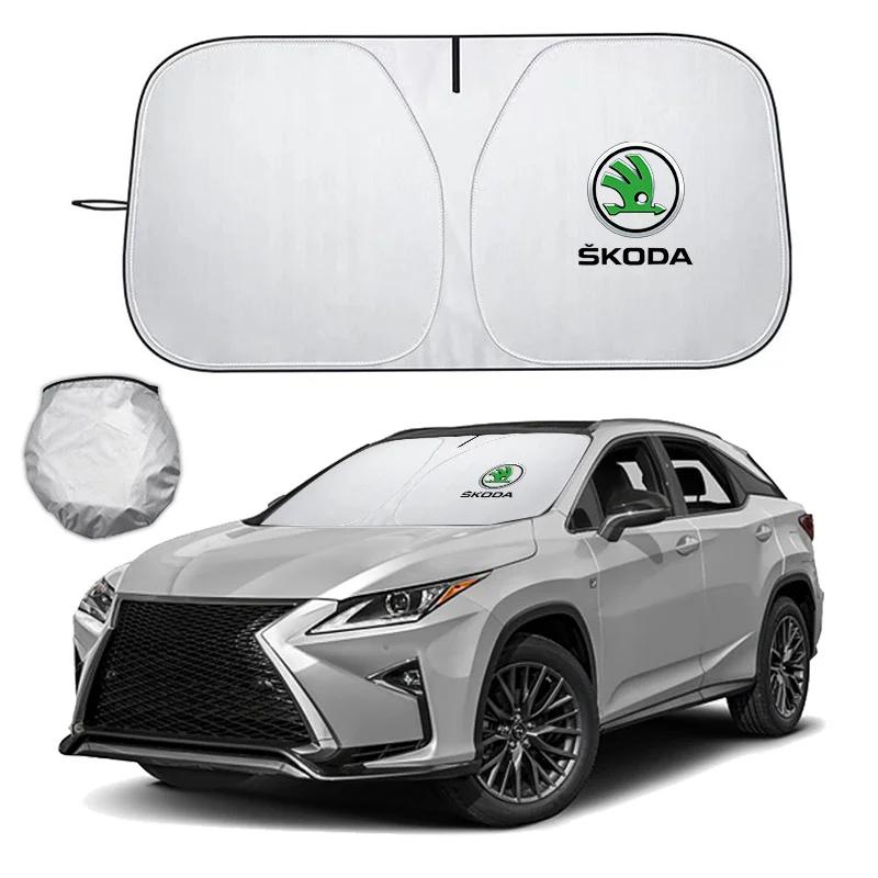 Araba UV Korumalı Ön Cam Güneşlik Katlanabilir Güneşlik Kılıfı Skoda Octavia Rapid Fabia Superb Kodiaq Scala Karoq Kamiq İçin