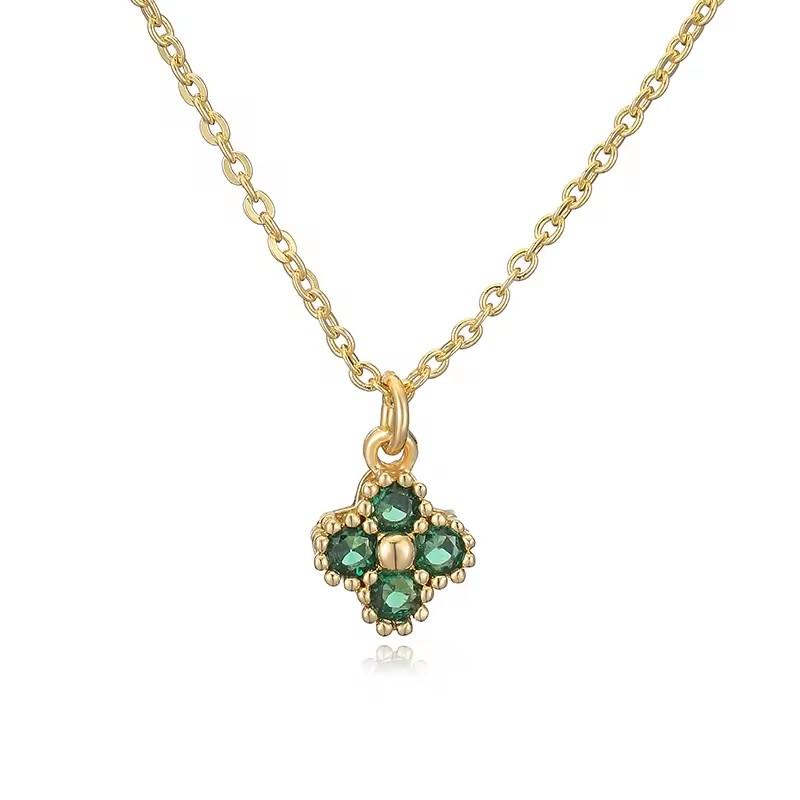 New Bestselling Clover Flower Colored Zircon Women's Necklace Luxury Jewelry Gift