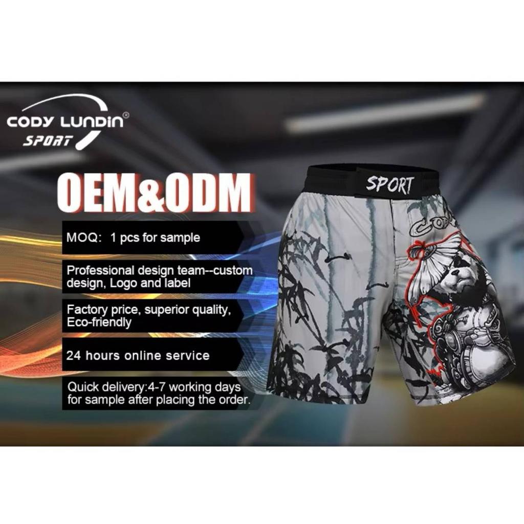 MMA Muay Thai Kickboxing Spodenki Unisex Mężczyźni Kobiety Trening Szybkie wysychanie Nadruk Elastyczna talia Siłownia Fitness Trening