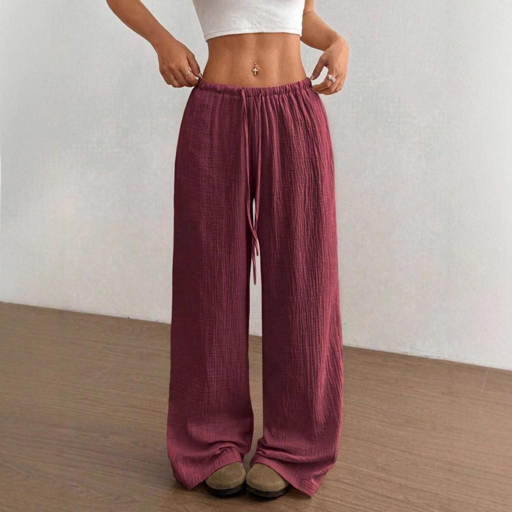 New Fashionable Women's Clothing, Elegant and Versatile, Elastic and Casual, Solid Color Pants, Wide Leg Pants
