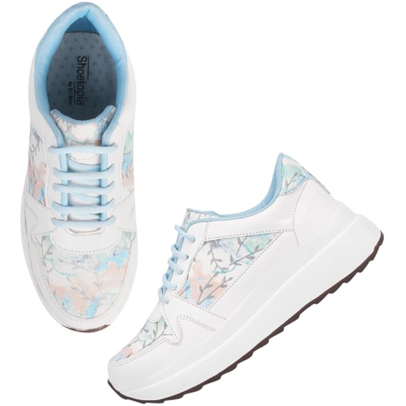 Shoetopia Women'S Flat Sneakers Blue,7 Uk