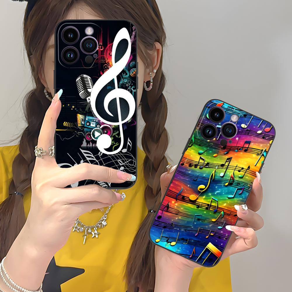 Musical Note Staff Mobile Phone Case for iPhone 17 16 15 14 13 12 11 X XR XS 8 7 Air Pro Max Plus Mini Colorful Cover Luxury