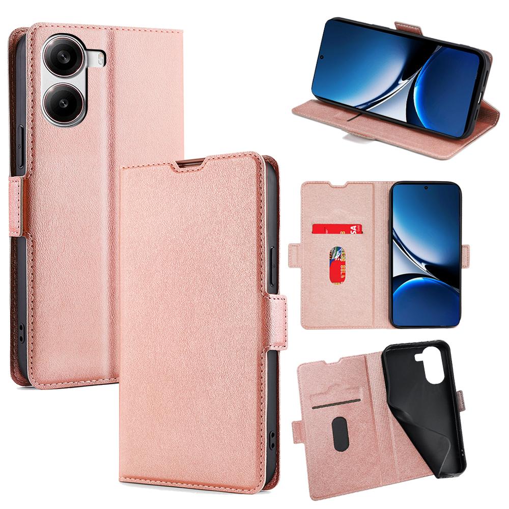 

For Xiaomi Poco X7 Pro 5G/Redmi Turbo 4 5G Case Card Holder PU Leather Phone Cover Rose Gold