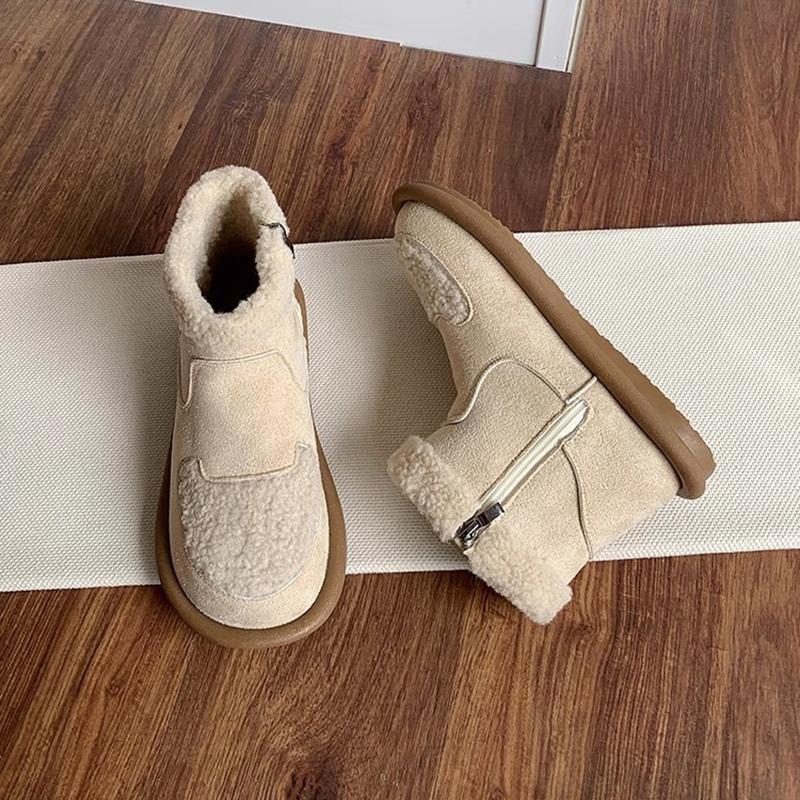 Fashion Women's Snow Boots 2025 Autumn Winter New Flat Bottom Ankle Boots for Women Warm Cotton Shoes Casual Soft-soled Suede Botines