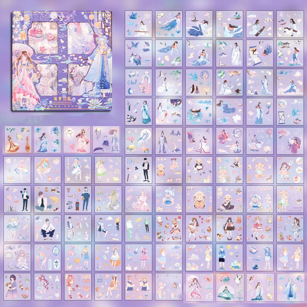 

misaki Planner Cute Animal Washi Paper Notebook 100 DIY Stickers for and Household Accounting Stickers, Princess, Girl, Flower, Star, Sea, Designs,