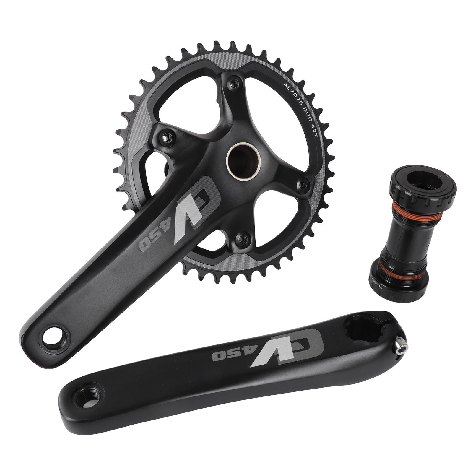 

42T Cycling Crank Set Hollow Integrated 170mm Cycling Chainring Crankset for Road Cycles Upgrade Black