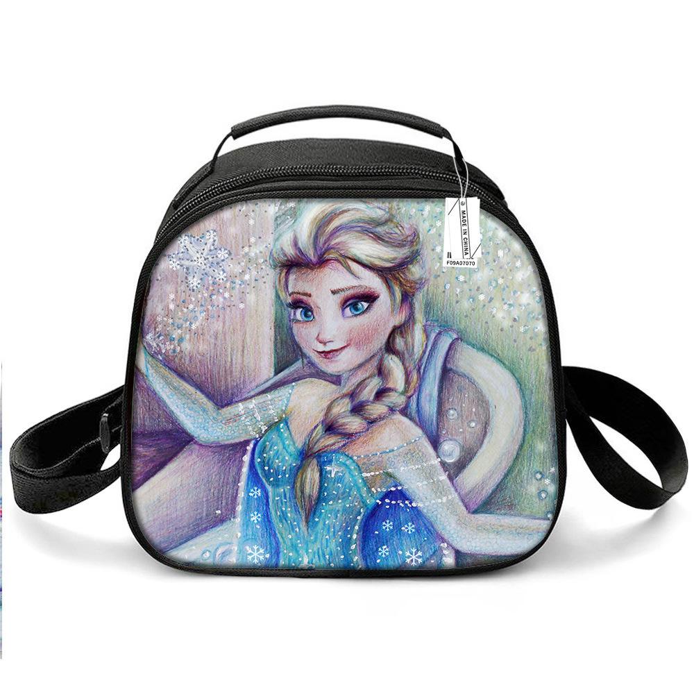 Princess Elsa Cartoon Cute Lightweight Small Meal Bag Elementary School Lunch Box Bento Bag Student Lunch Box