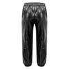Girls Metallic Shiny High Rise Elastic Waist Dance Pants Side Pockets Hip Hop Streetwear Sweatpants for Stage