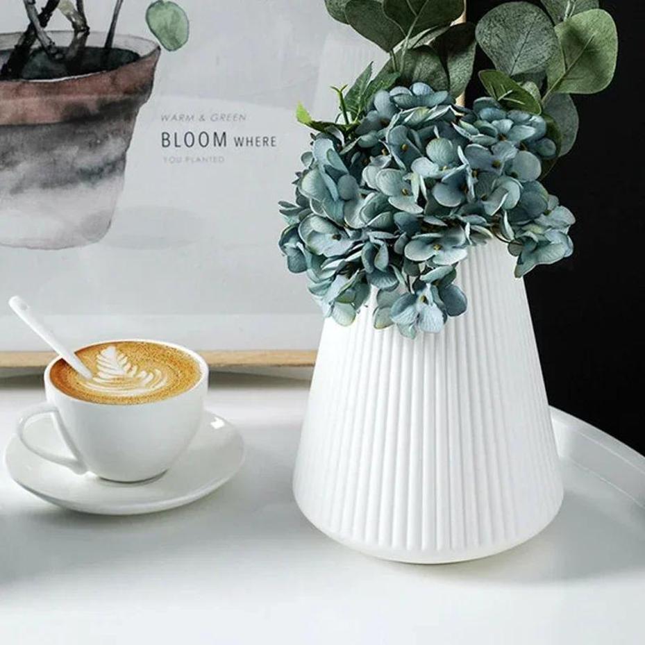 1 Pcs New European Style Plastic Vase Flower Arrangement Hydroponic Plant Porcelain Home Nordic Decoration Living Room Decor
