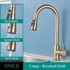 Gold & Black Brushed 304 Stainless Steel Pull-Out Kitchen Faucet for Sink & Vegetable Basin