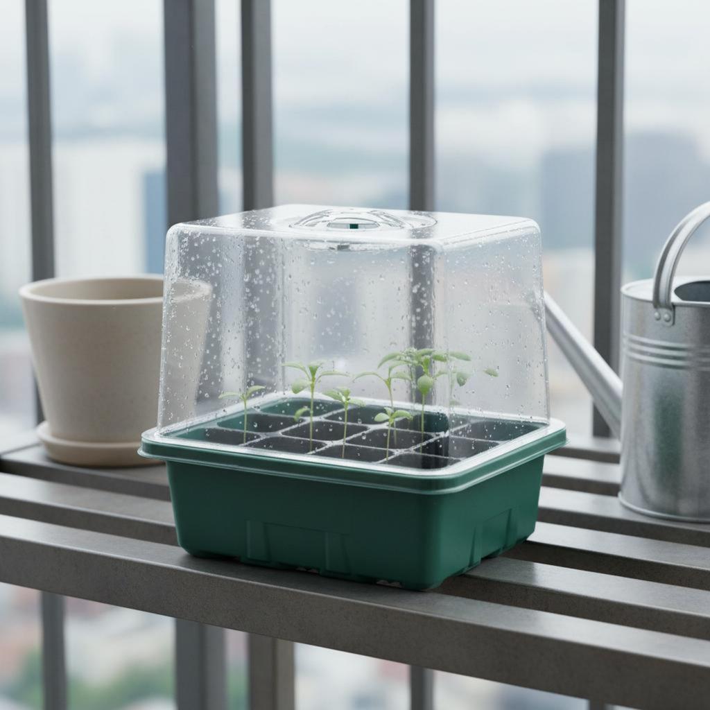 12 Compartment Sprouting Tray High See-Through Lid 12 Compartment Plant Germination Tray Mini Greenhouse Germination Kit Clear