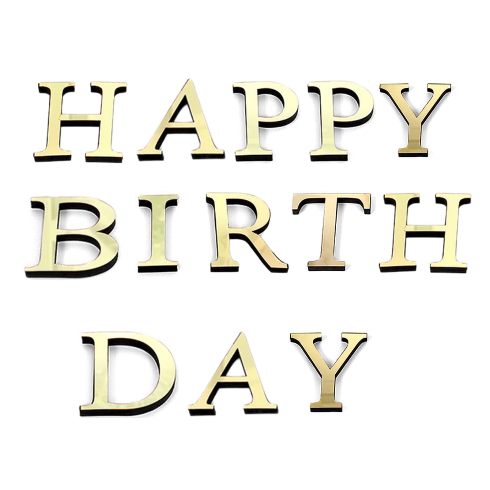 

kaoco Birthday Decoration Happy Birthday Letter Banner Gold Set Acrylic Mirror Finish Birthday Wall Decoration Wall Decor 10cm Extra Large Alphabet