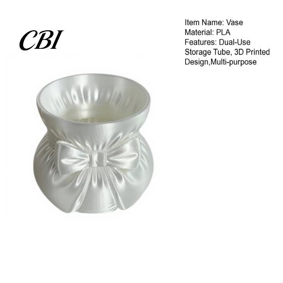 Large Capacity Storage Tube Silk Drawstring Vase, 3D Printed Pen Holder, Makeup Brush Mini Vase Holder And Organizer for Jewelry Small Items,